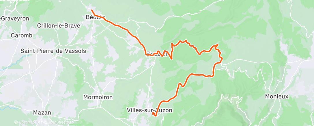 Map of the activity, Sortie vélo en soirée