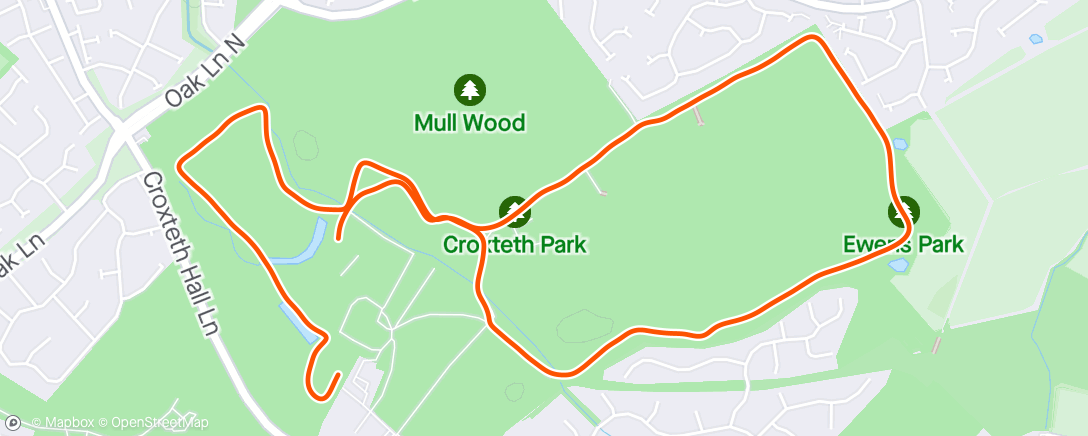 Map of the activity, Pacing 18min at parkrun
