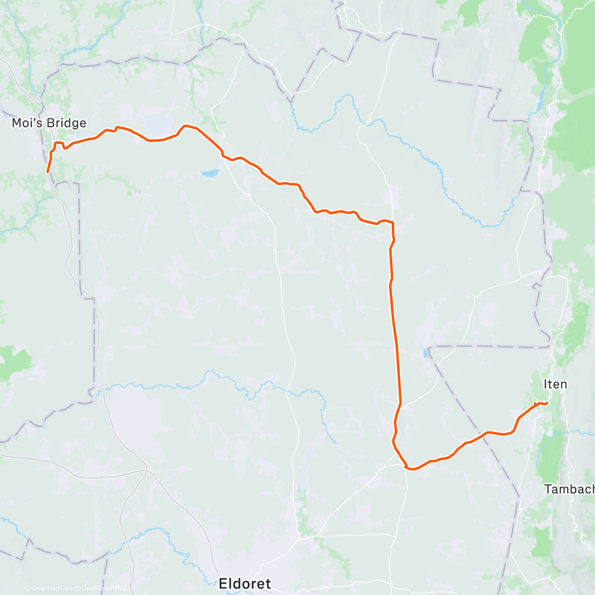 Map of the activity, Iten - home of champions