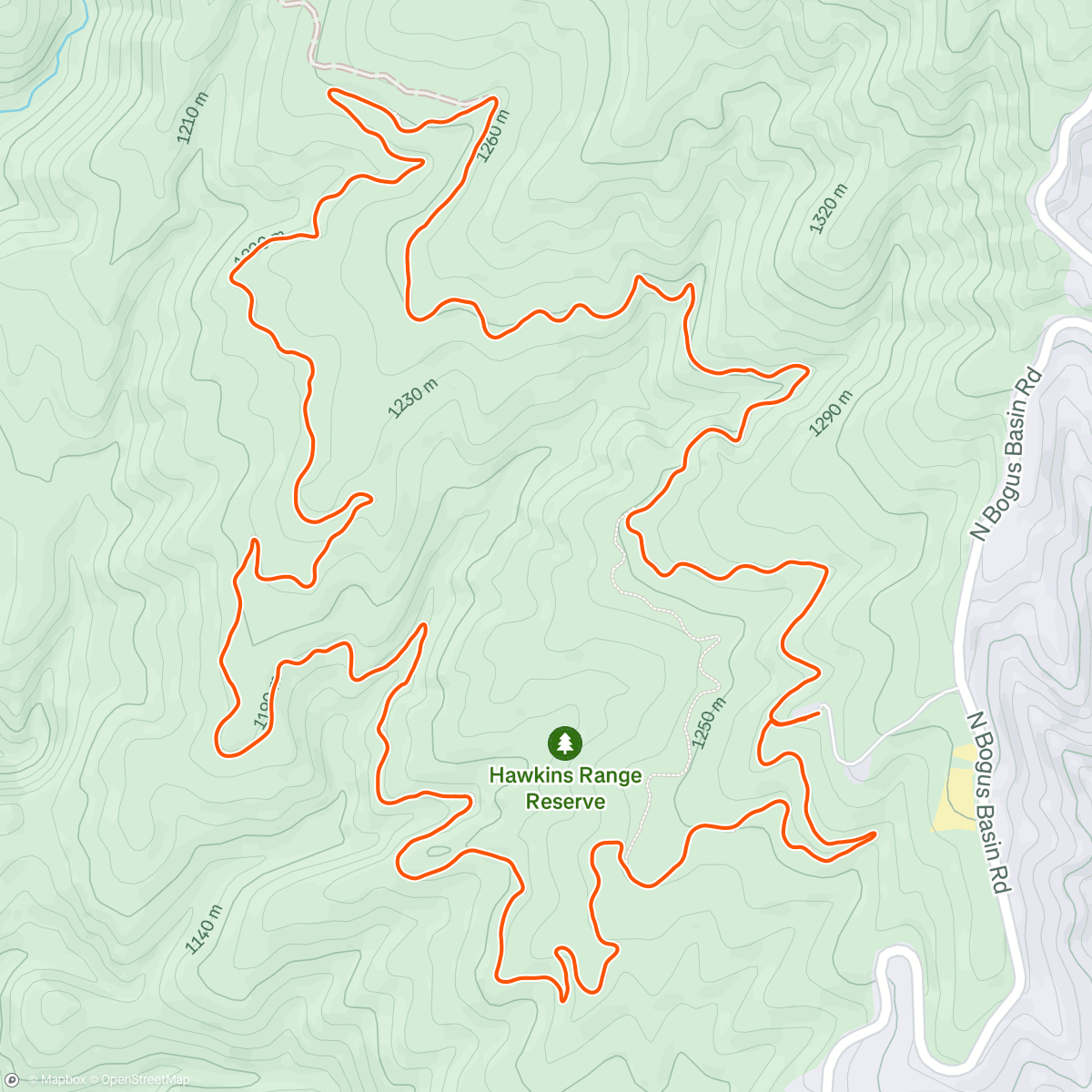 Map of the activity, Hawkins Range Reserve