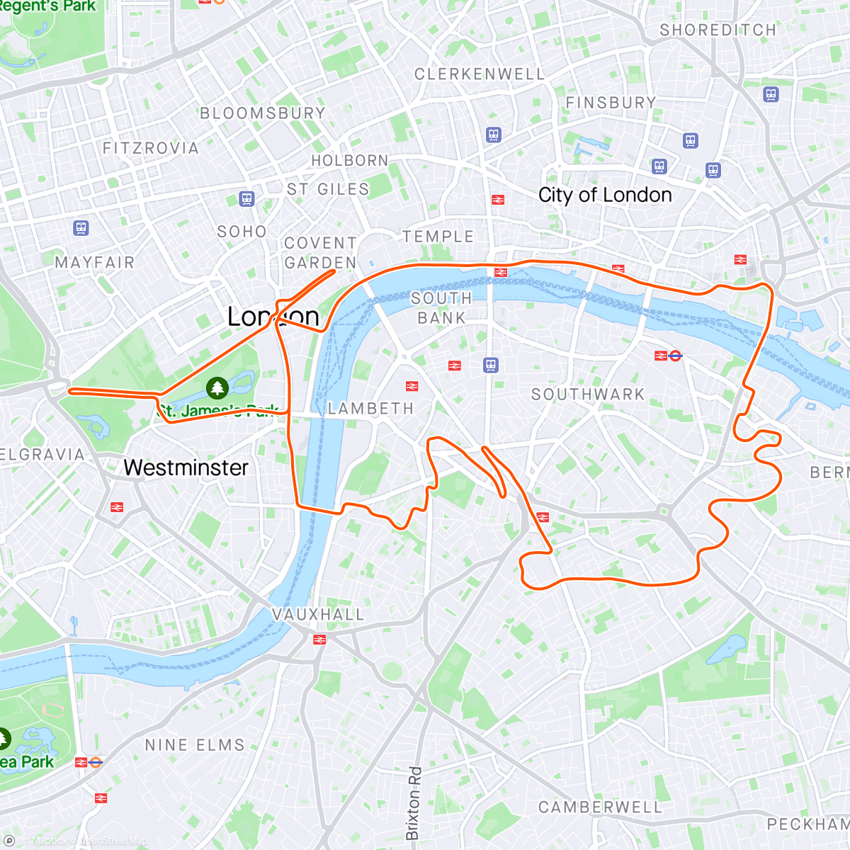 Map of the activity, Zwift - 3 min Intervals in London