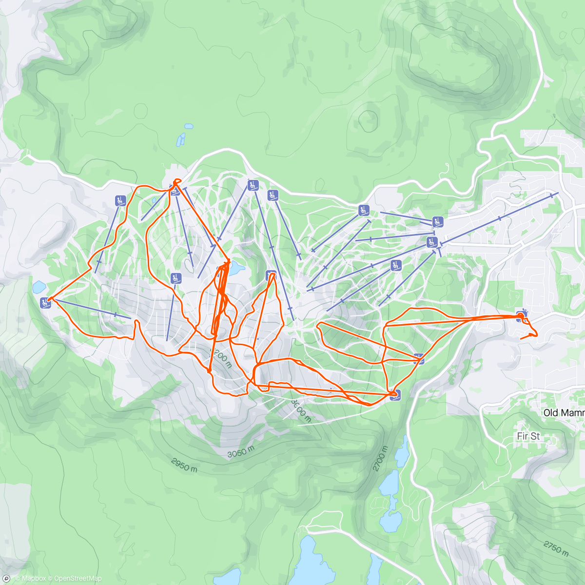 Map of the activity, Mammoth Mtn Day 4 - Skied with Steve H the Shredder!
