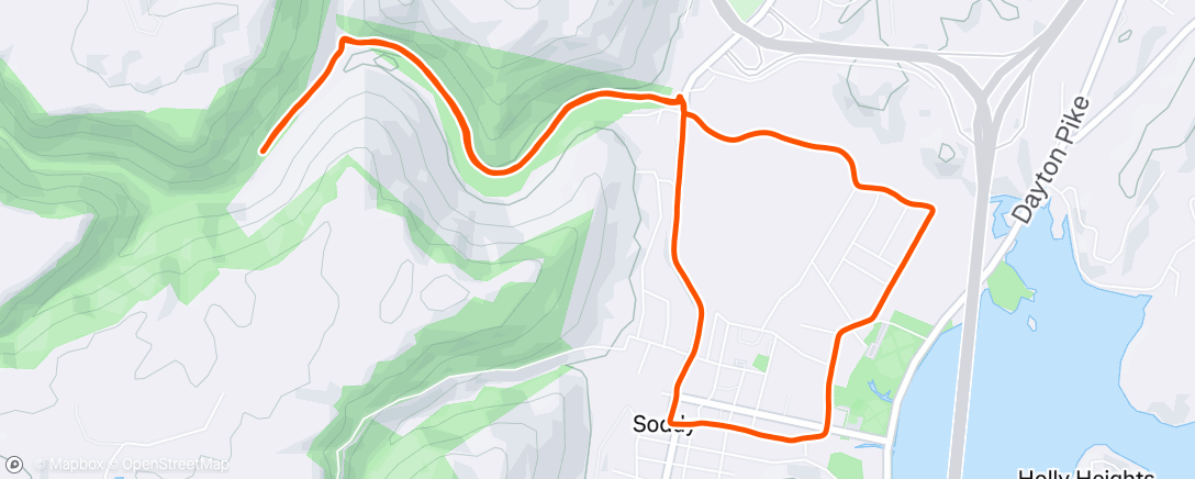 Map of the activity, Afternoon Run