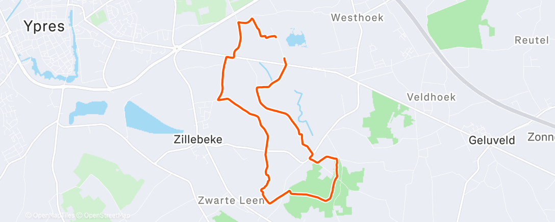 Map of the activity, Middagloop