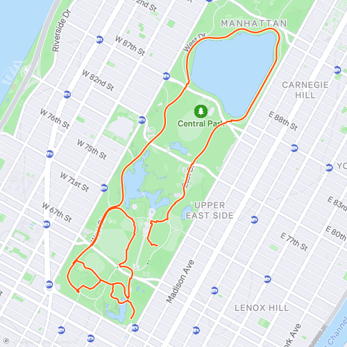 Central Park (my first run) | 9.5 km Running Route on Strava