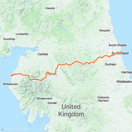 C2C Workington to Sunderland | 209.2 km Trail Running Route on Strava