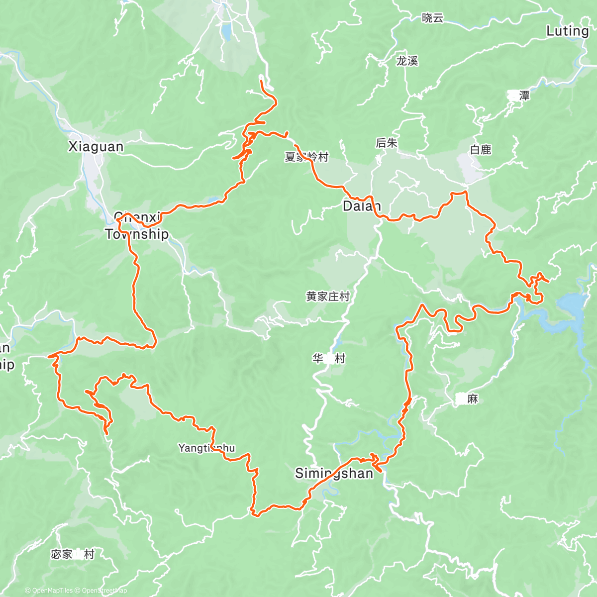 Map of the activity, 骑自行车又见四明山
