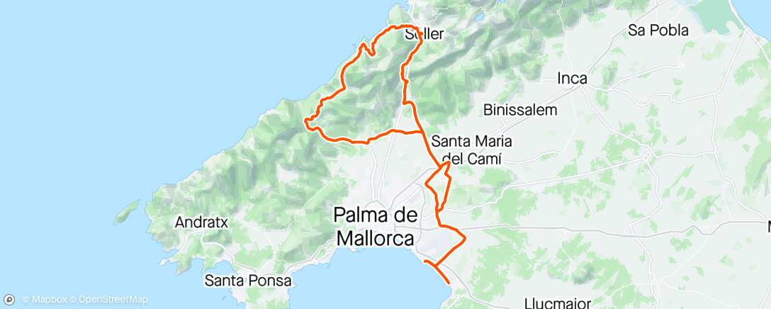 Map of the activity, Mallorca  dag  4- fjellene i dag!!