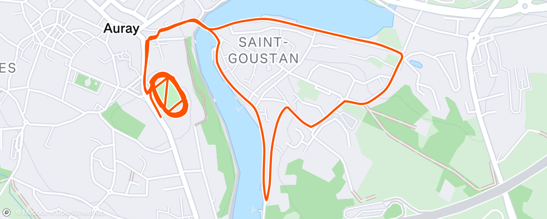 Map of the activity, Course à pied en soirée