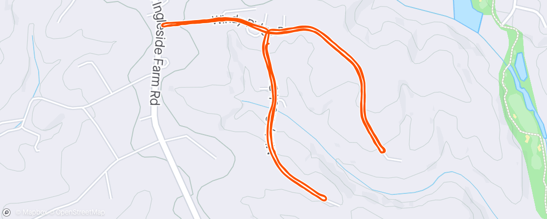Map of the activity, Trying out some zone 2 running with hills.