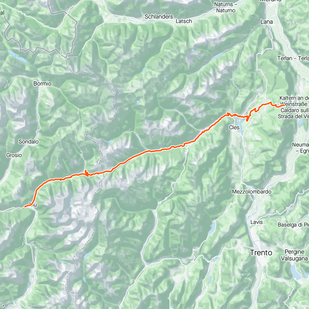 Map of the activity, Tappa 7: Passo Mendola- Val di Sole- Passo Tonale- Edolo.
Ormai siamo in Lombardia 🥳🥳🚴🏻‍♀️🚴🏻‍♂️