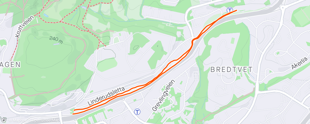 Map of the activity, "Lett" jogg