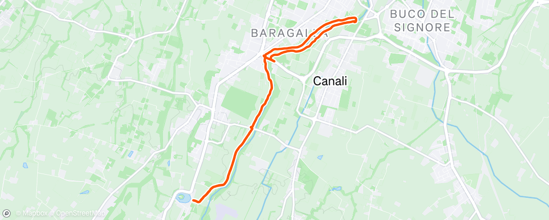 Map of the activity, Up and down ‘La pista ciclabile del Crostolo’ with M