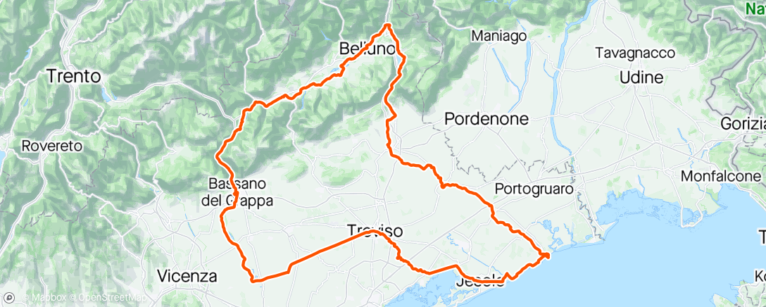 Map of the activity, Veneto gravel non stop