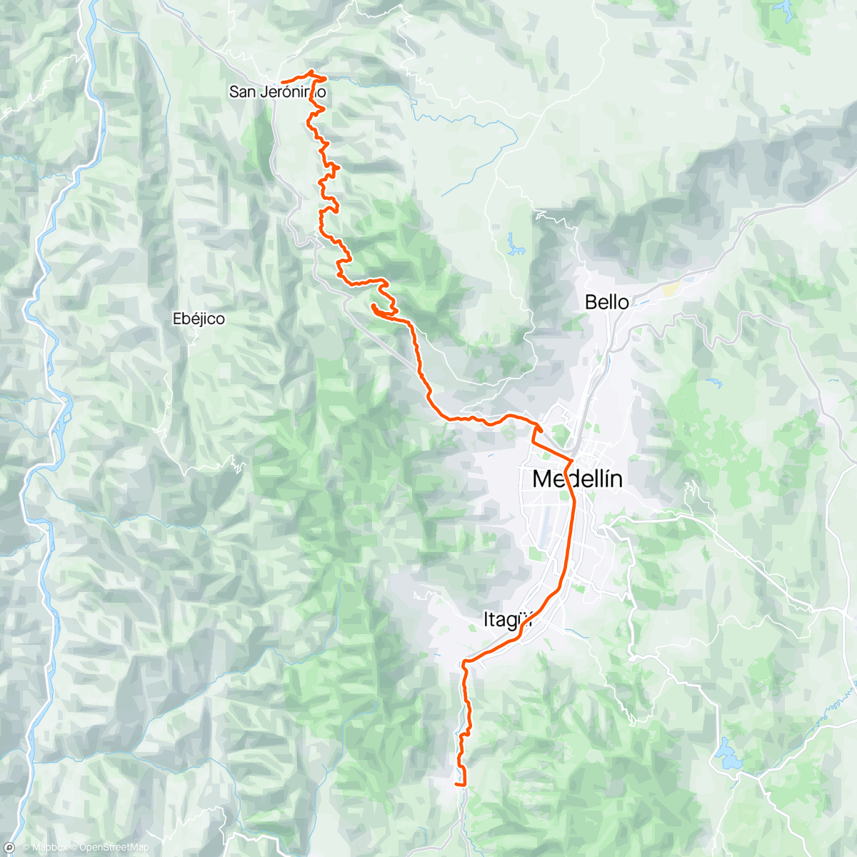 Map of the activity, Caldas , alto de Boquerón ( ruta carrera 150 la loma ) , palmitas, San Gerónimo , Santa fe de Antioquia