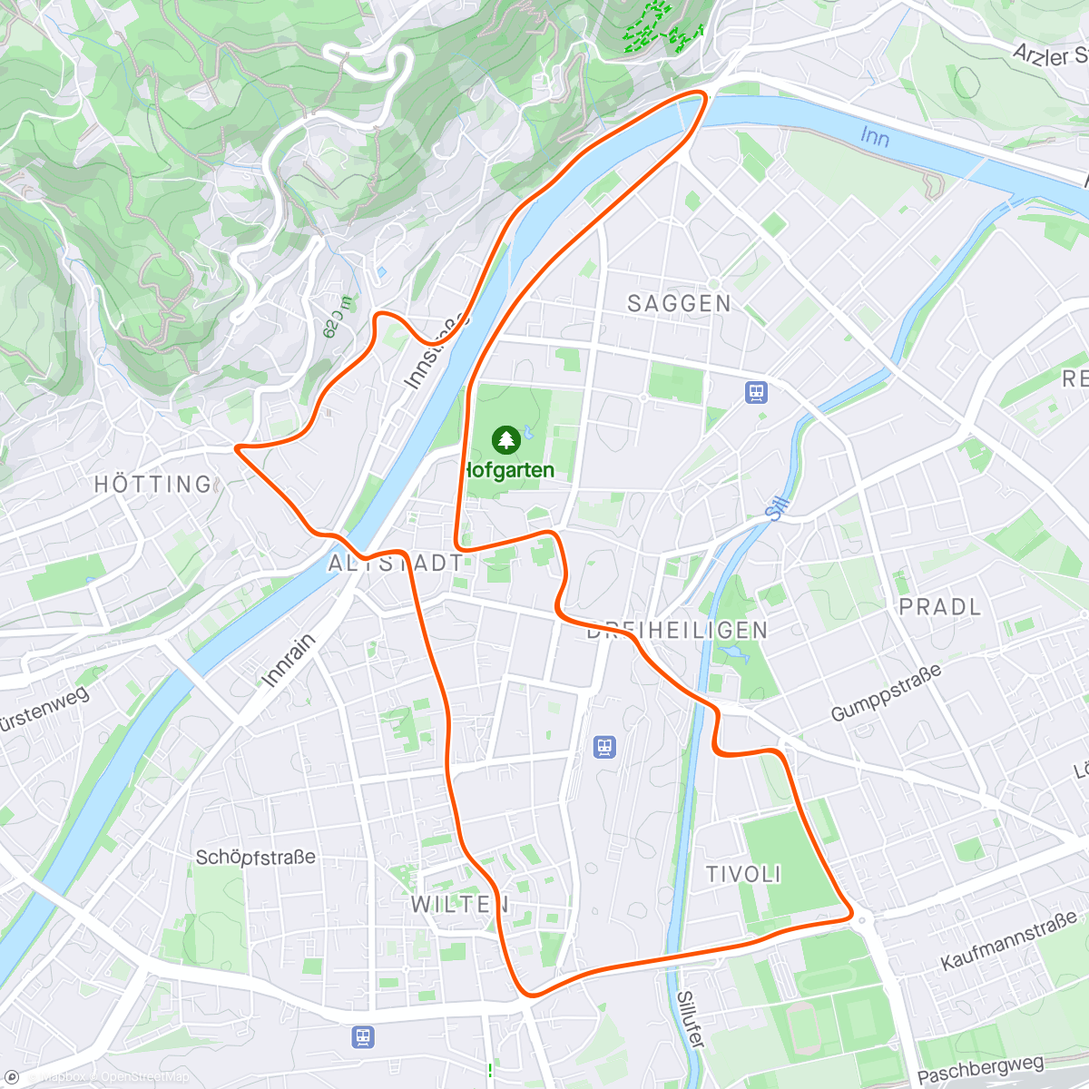 Map of the activity, Zwift - (1) Moc beztlenowa glikolityczna in Innsbruck