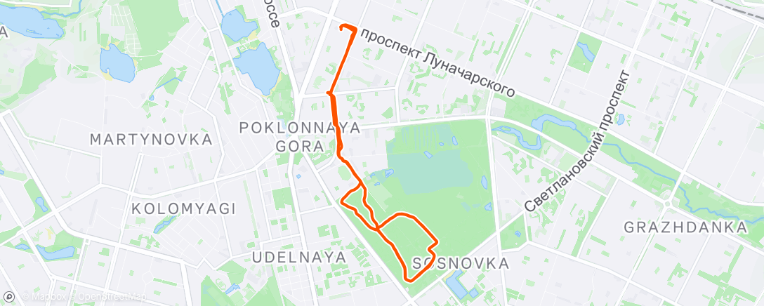 Map of the activity, Вечерний забег
