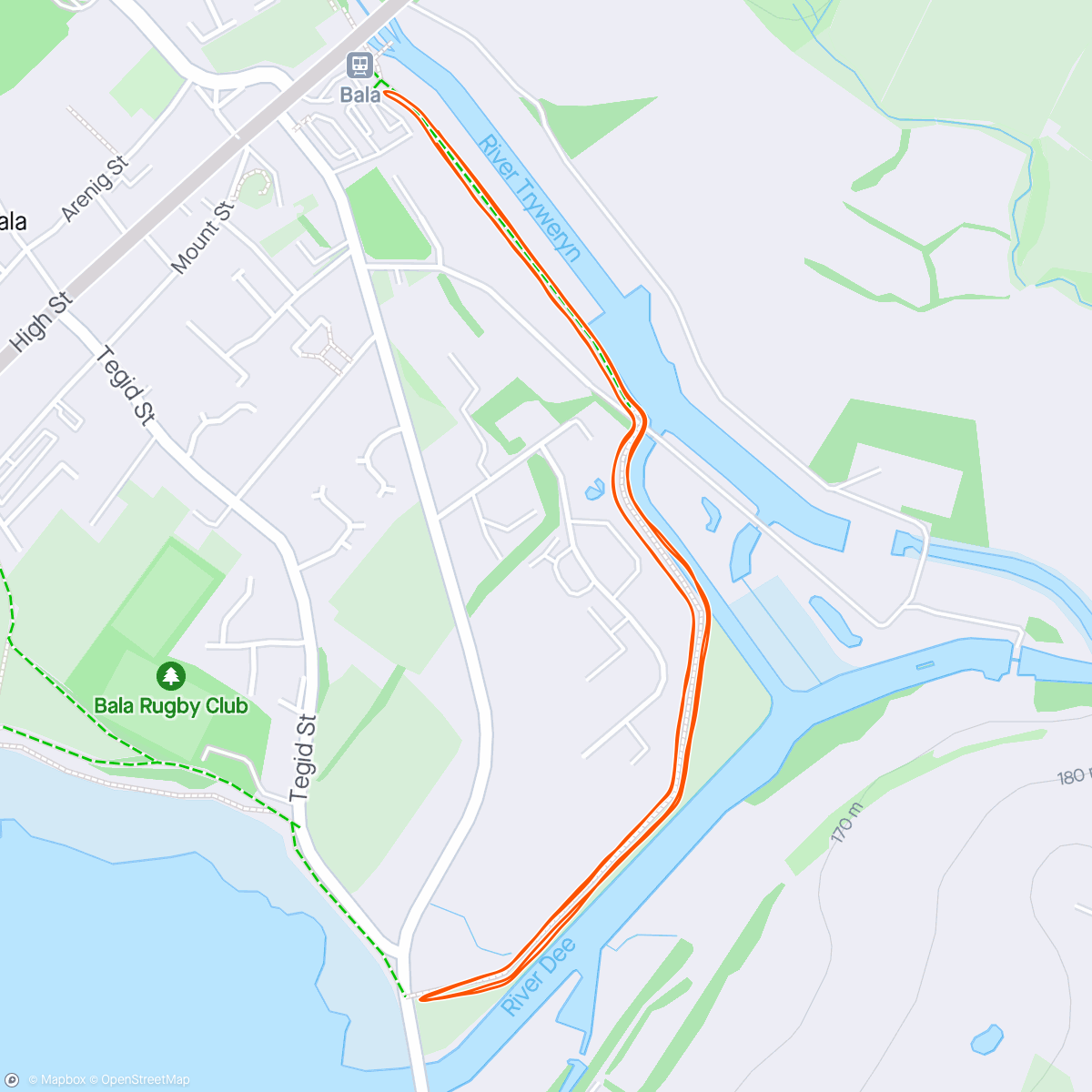 Map of the activity, Pont Y Bala Parkrun.