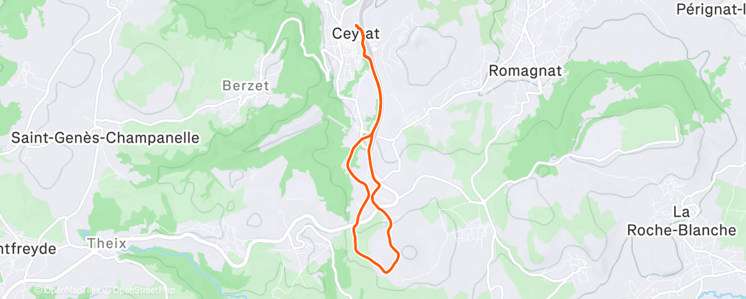 Map of the activity, Course à pied le midi