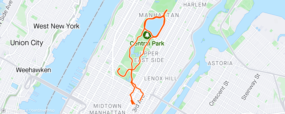 Map of the activity, Morning Run Central Park