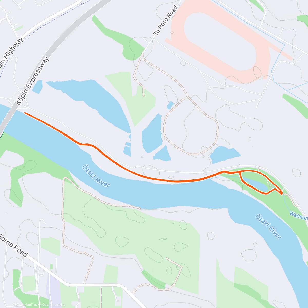 Map of the activity, Ōtaki parkrun chasing Carla