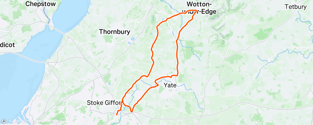 Map of the activity, There’s always at least one close pass in Yate.