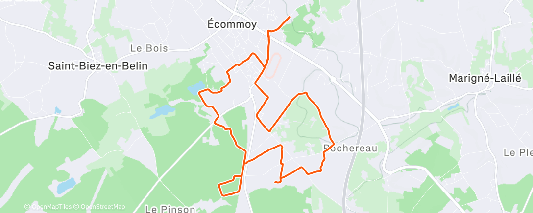 Map of the activity, Course à pied le matin