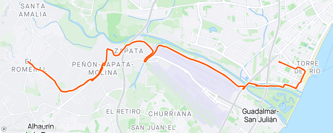 Mappa dell'attività Bicicleta al anochecer