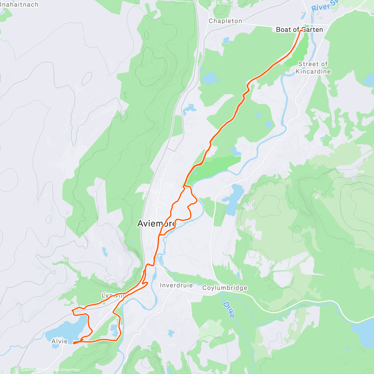 Map of the activity, Loch Alvie