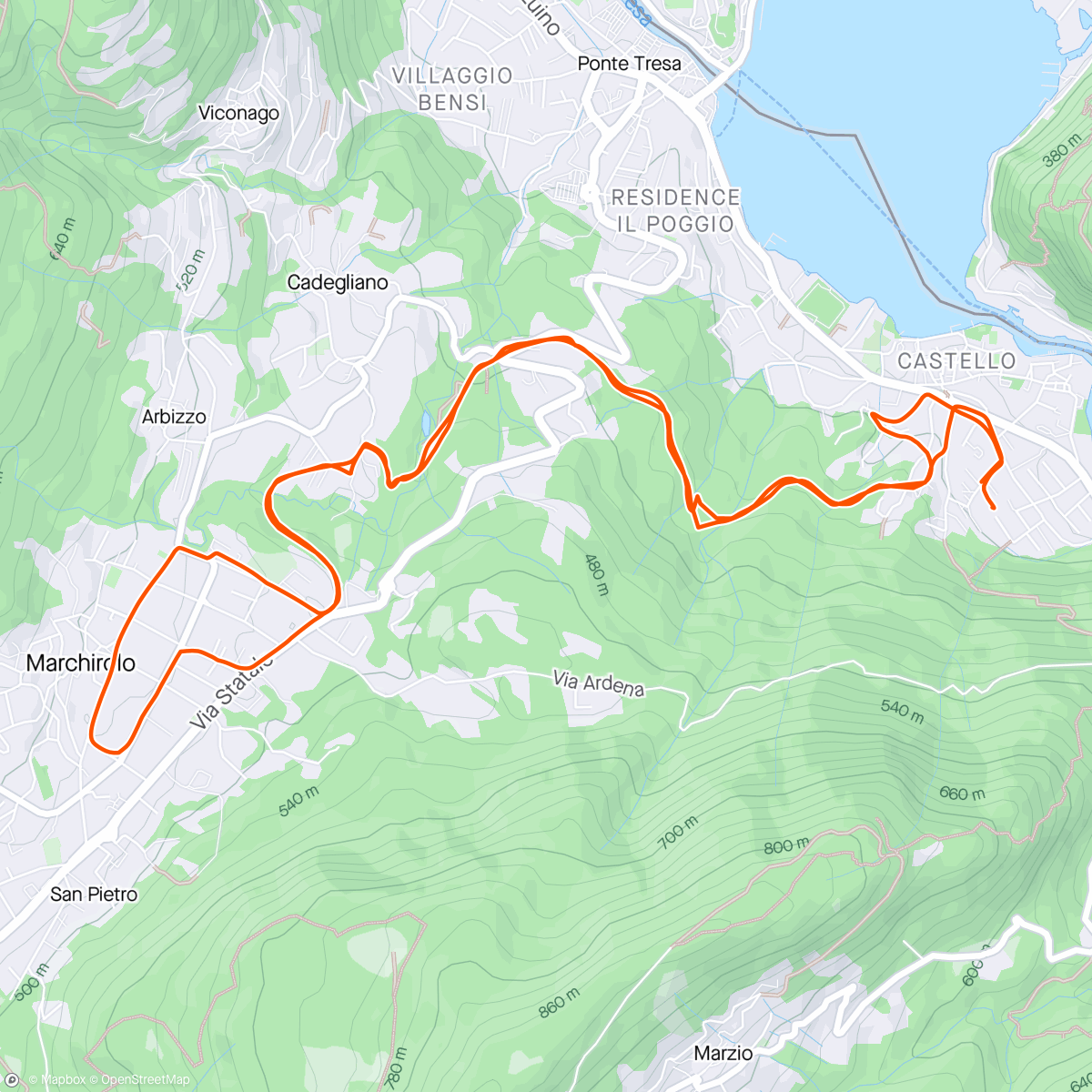Map of the activity, Camminata