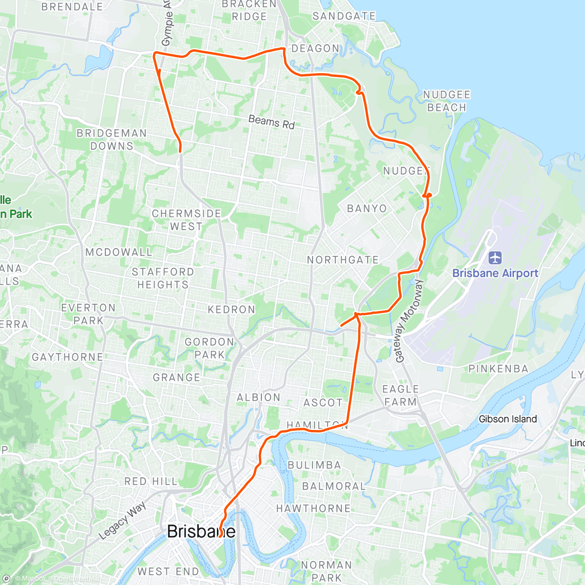 Mapa de la actividad (1st Ride in Brisbane)