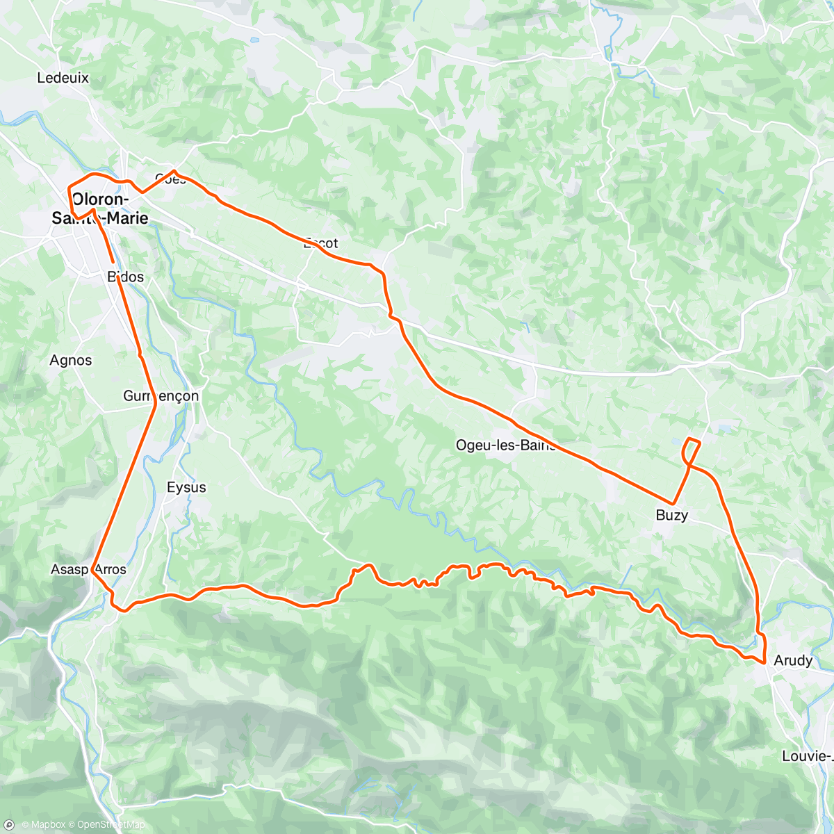 Map of the activity, D’aspe en ossau
