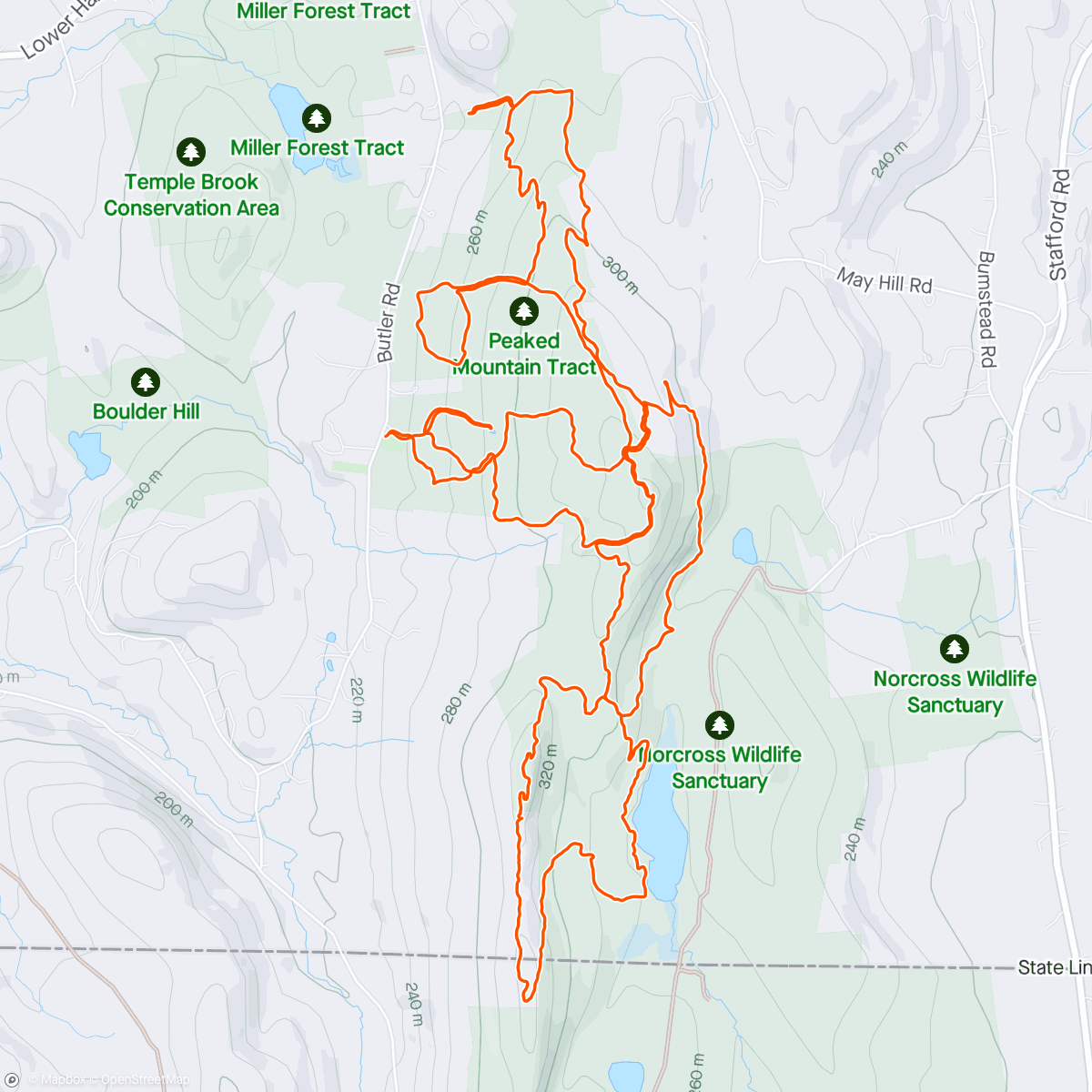Map of the activity, Peaked