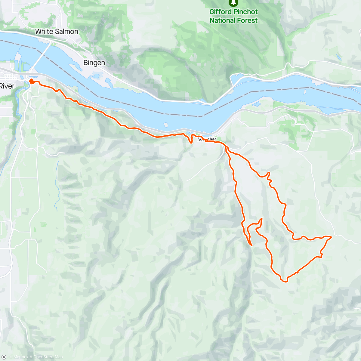 Map of the activity, Mosier - Dry Creek loop