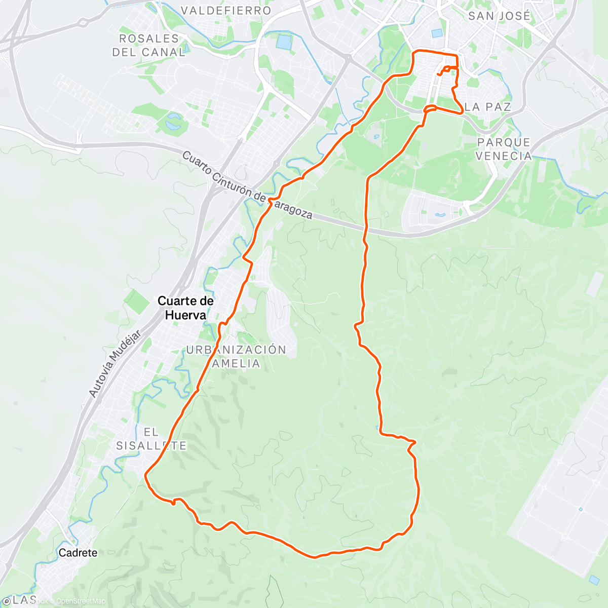 Mapa de la actividad, Bicicleta de montaña con Carlos y caída aparatosa.