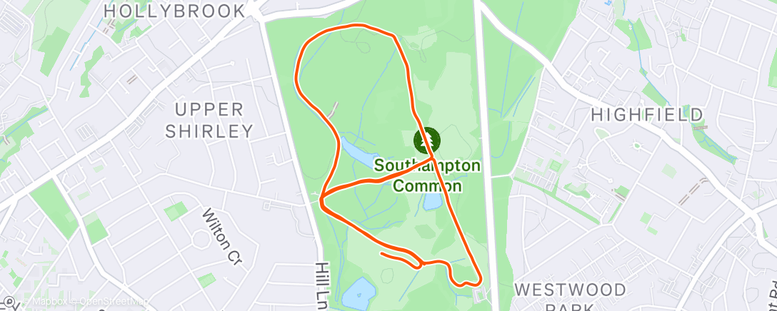 Map of the activity, Southampton ParkRun