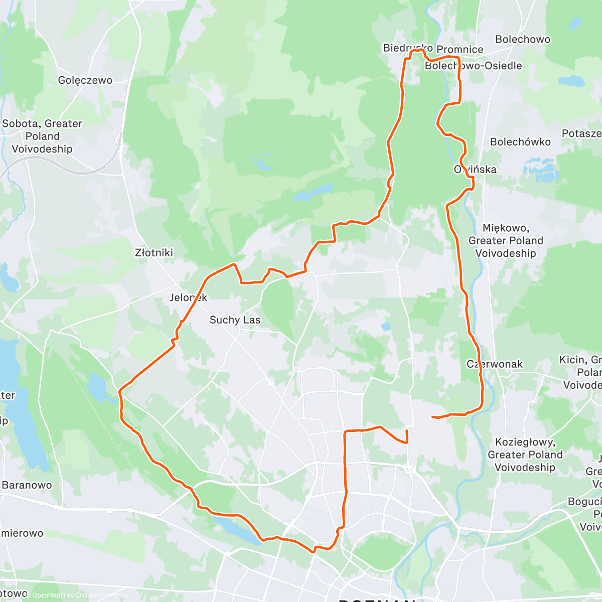 Map of the activity, Afternoon Ride