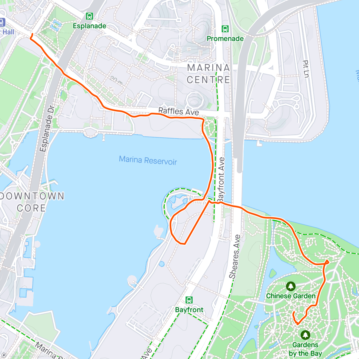 Map of the activity, Singapore - Walk to the Bay then Raffles