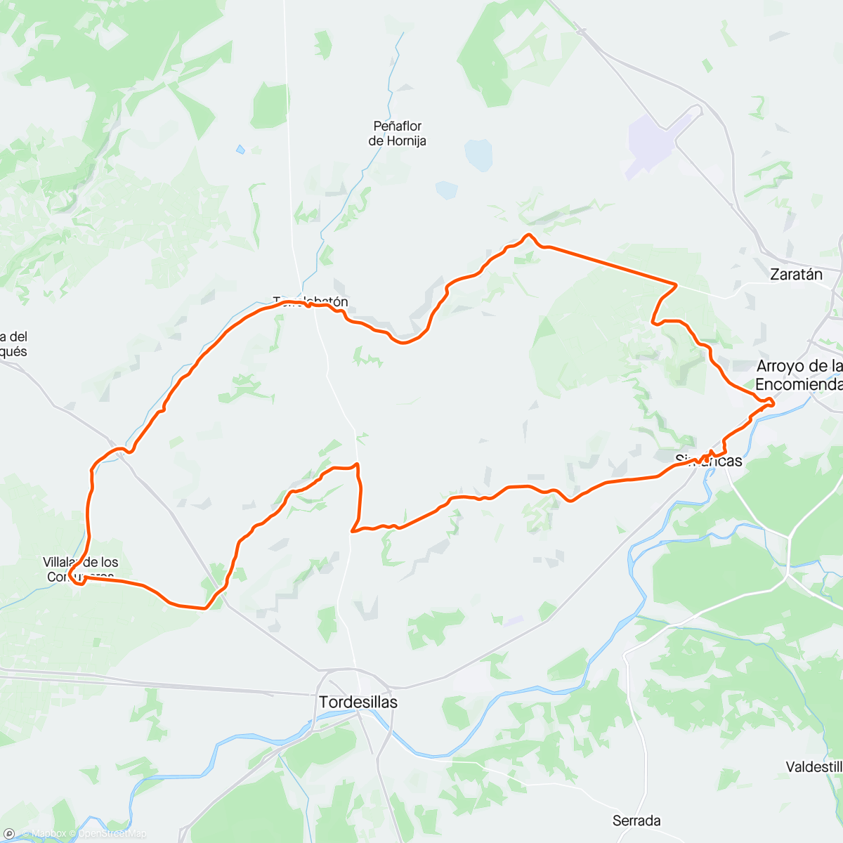 Map of the activity, Bicicleta por la tarde (Villalar de los Comuneros) Día de Castilla y León 🏰🦁🏰🦁