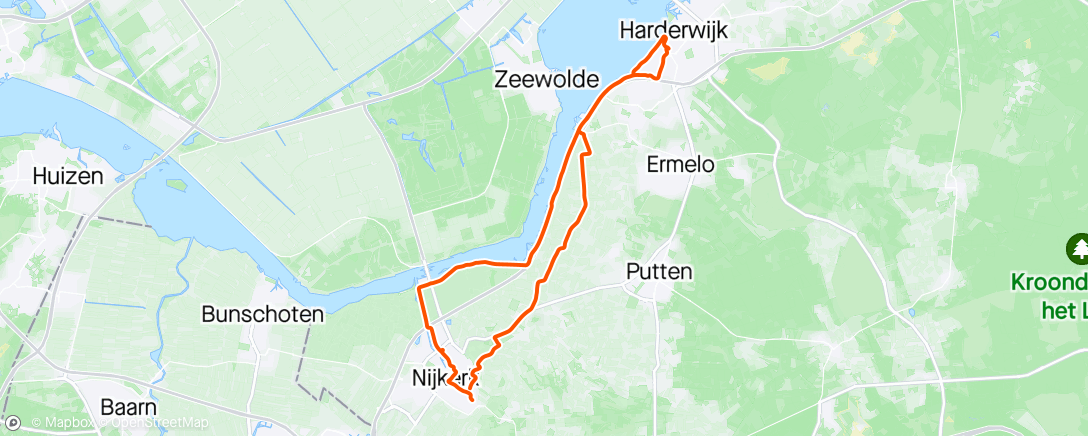Map of the activity, Lunch Ride naar Harderwijk/ ziekenhuis voor controle diabetes. Internist was tevreden.