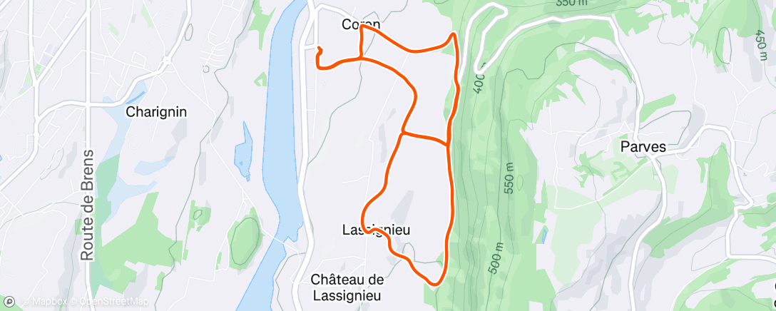 Map of the activity, Afternoon Run