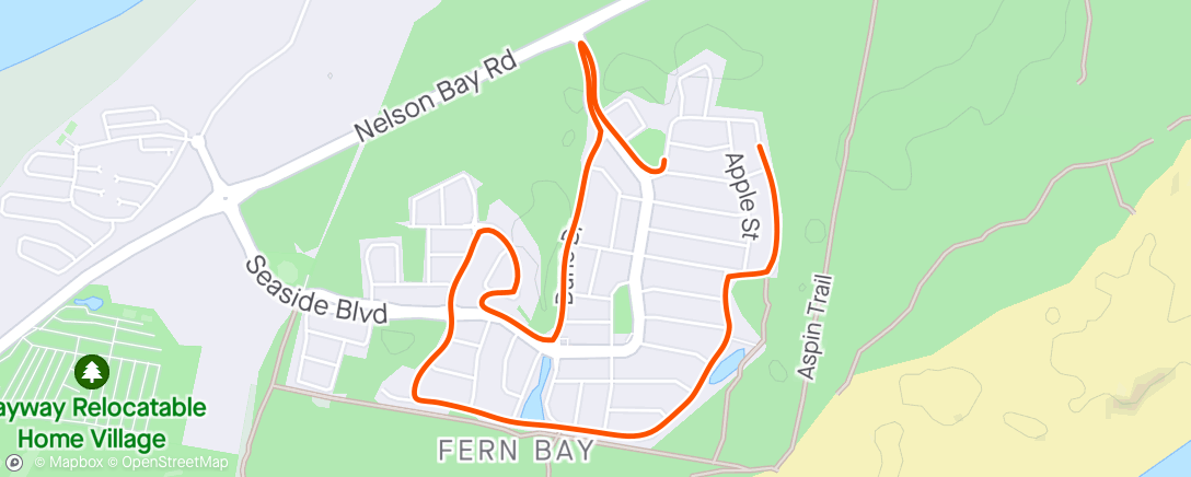 Map of the activity, 2 x 1km efforts