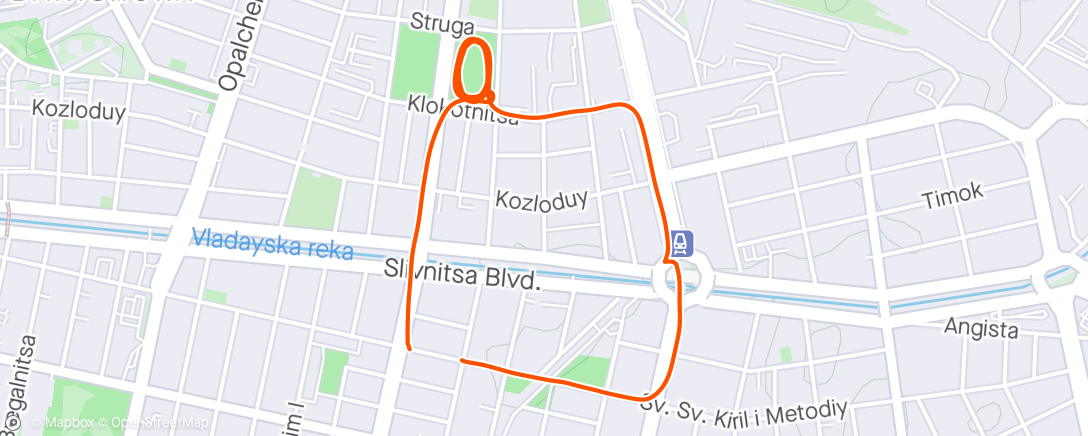 Map of the activity, Intervals Run