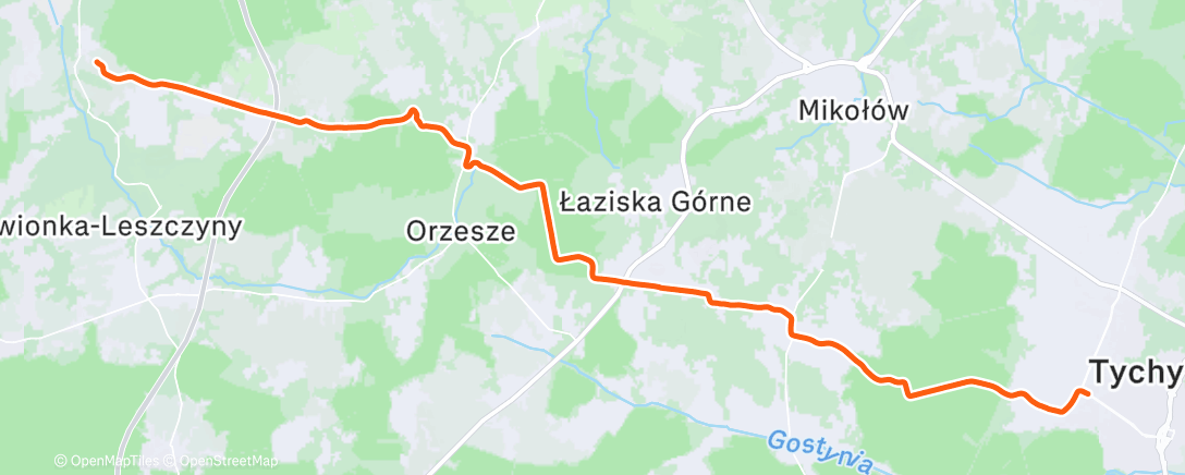 Map of the activity, Ride in Laziska Gorne on 28-12-2025