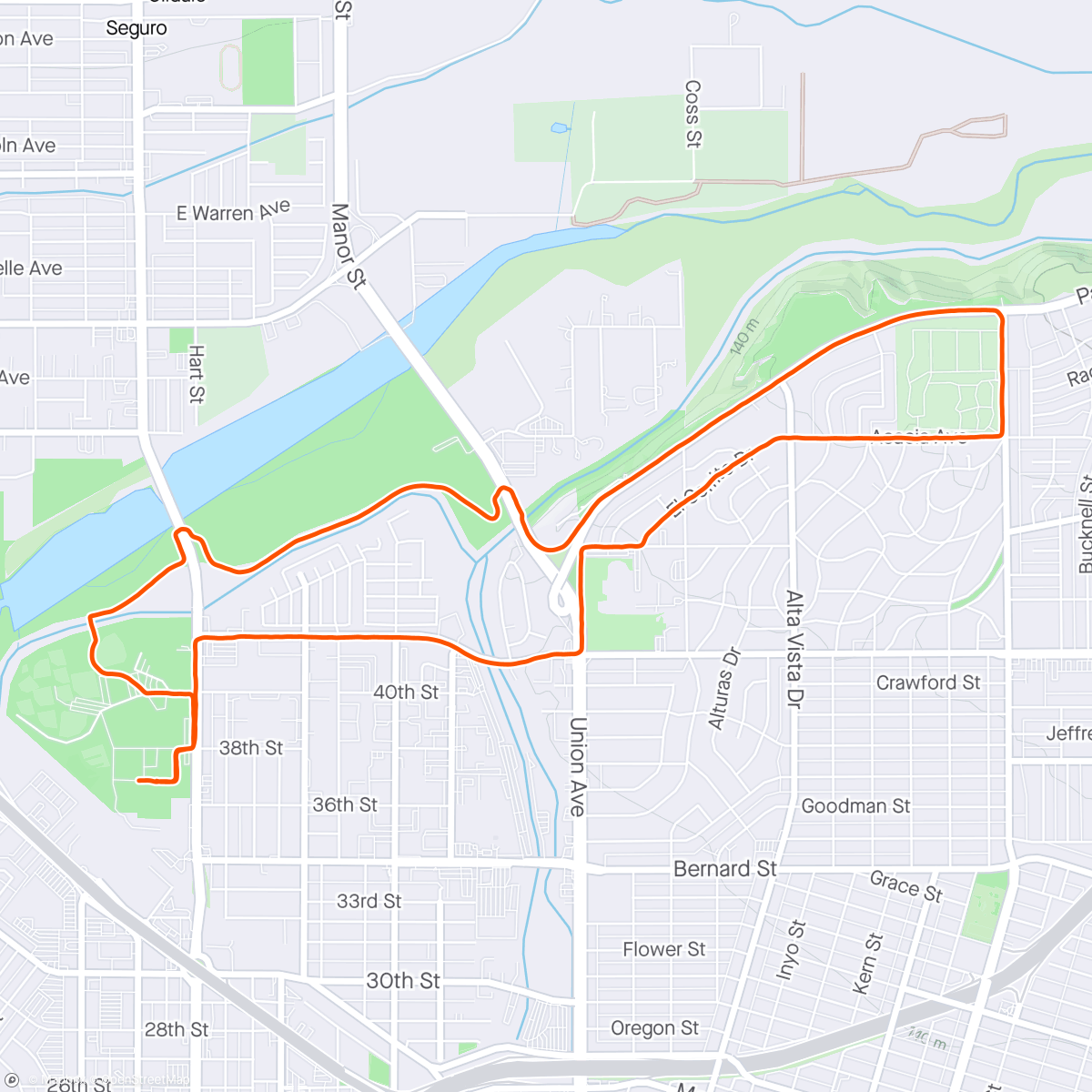 Map of the activity, Bakersfield Marathon with Kiddos - 10k
