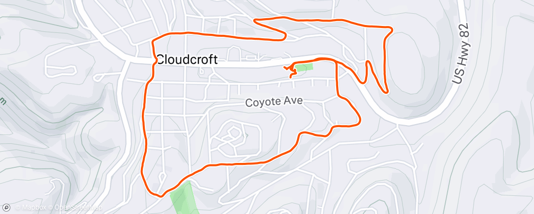 Map of the activity, Afternoon Run