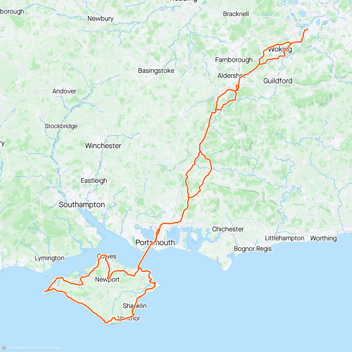 Mapa de la actividad (Isle of Wight Audax!)