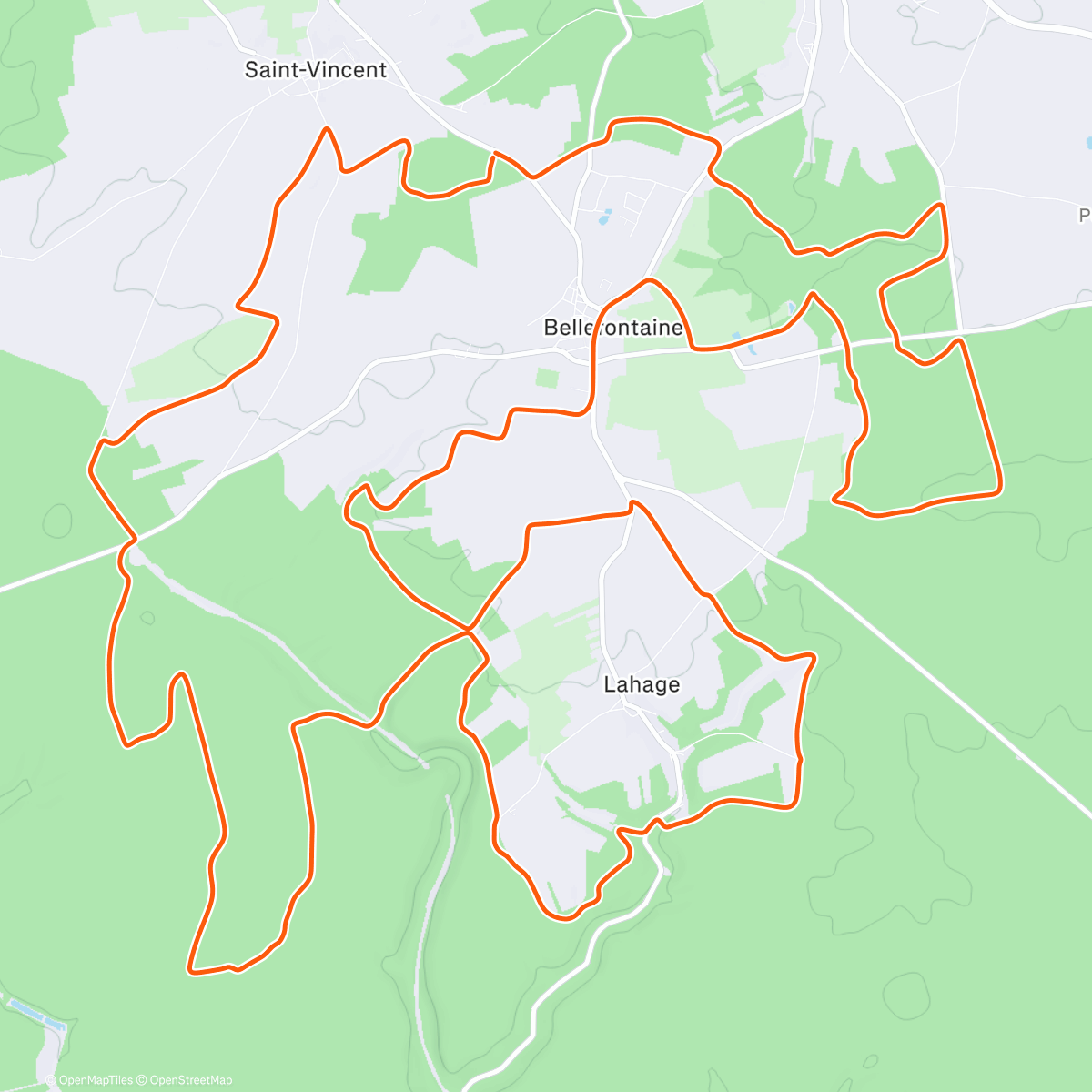 Map of the activity, Repérage VTT CCBellefontaine L’HIVERNALE