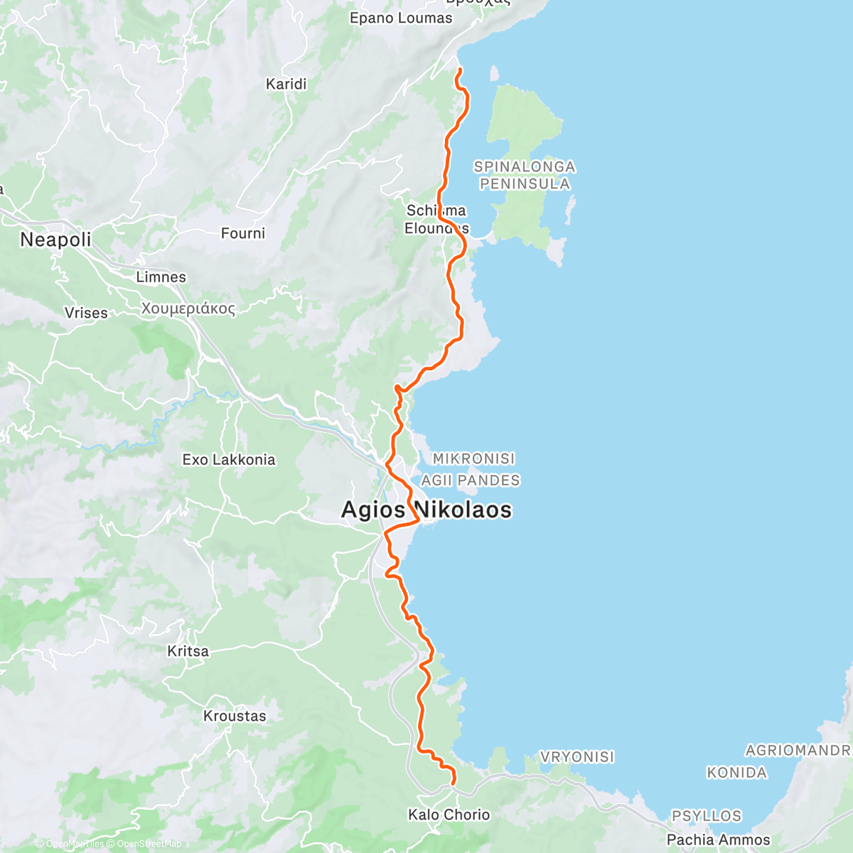 Map of the activity, ROUVY - Kalo Chorio to Plaka Beach | Crete