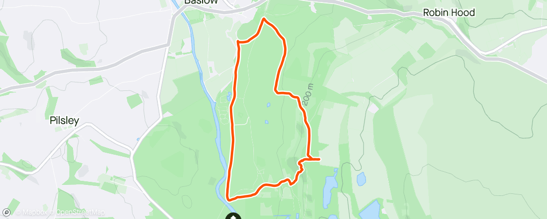Map of the activity, Lunch Walk to Chatsworth House